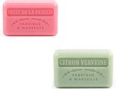 Soap bar set - zeep savon de marseille Fruit de la passion + Citroen verveine 2x125 gr.