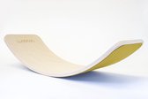 Wobbel Original Mosterd (geel) - Linnen / whitewash houten balance board van 90 cm met geel wolvilt