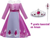 Carnavalskleding - Frozen - Elsa Roze / Paarse Jurk - maat 110/116(120) - Prinsessenjurk Meisje - Verkleedkleren Meisje