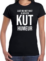 Laat mij met rust ik heb een kut humeur fun tekst t-shirt / kleding zwart voor dames - foute fun tekst shirt / festival outfit L