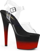 Pleaser Sandaal met enkelband, Paaldans schoenen -40 Shoes- ADORE-708BR-H Paaldans schoenen Zwart/Rood