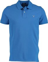Gant - Polo Basic Kobalt Blauw - Regular-fit - Heren Poloshirt Maat L