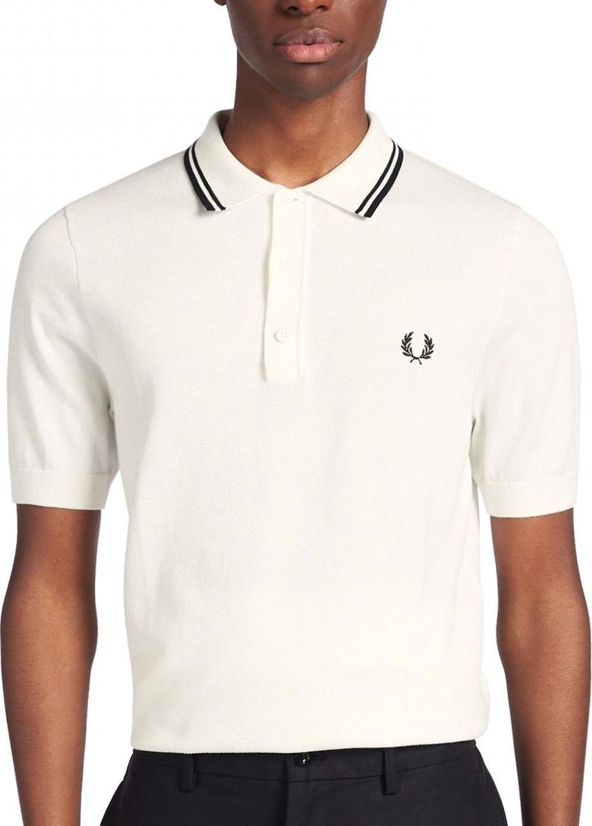 Fred Perry - Twin Tipped Knitted Shirt - Poloshirt Heren - XS - Wit