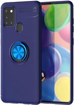 Samsung Galaxy A21S Magnetisch Hoesje met Ring Kickstand Blauw