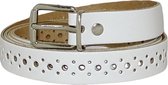 Leren Smalle Gaatjes Riem Wit | Maat 90