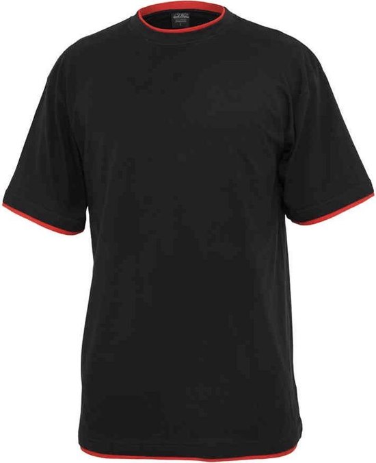 Urban Classics - Contrast Tall Heren T-shirt - 2XL - Zwart/Rood