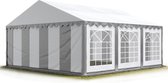 Partytent feesttent 4x6 m tuinpaviljoen -tent PVC 700 N in grijs-wit waterdicht