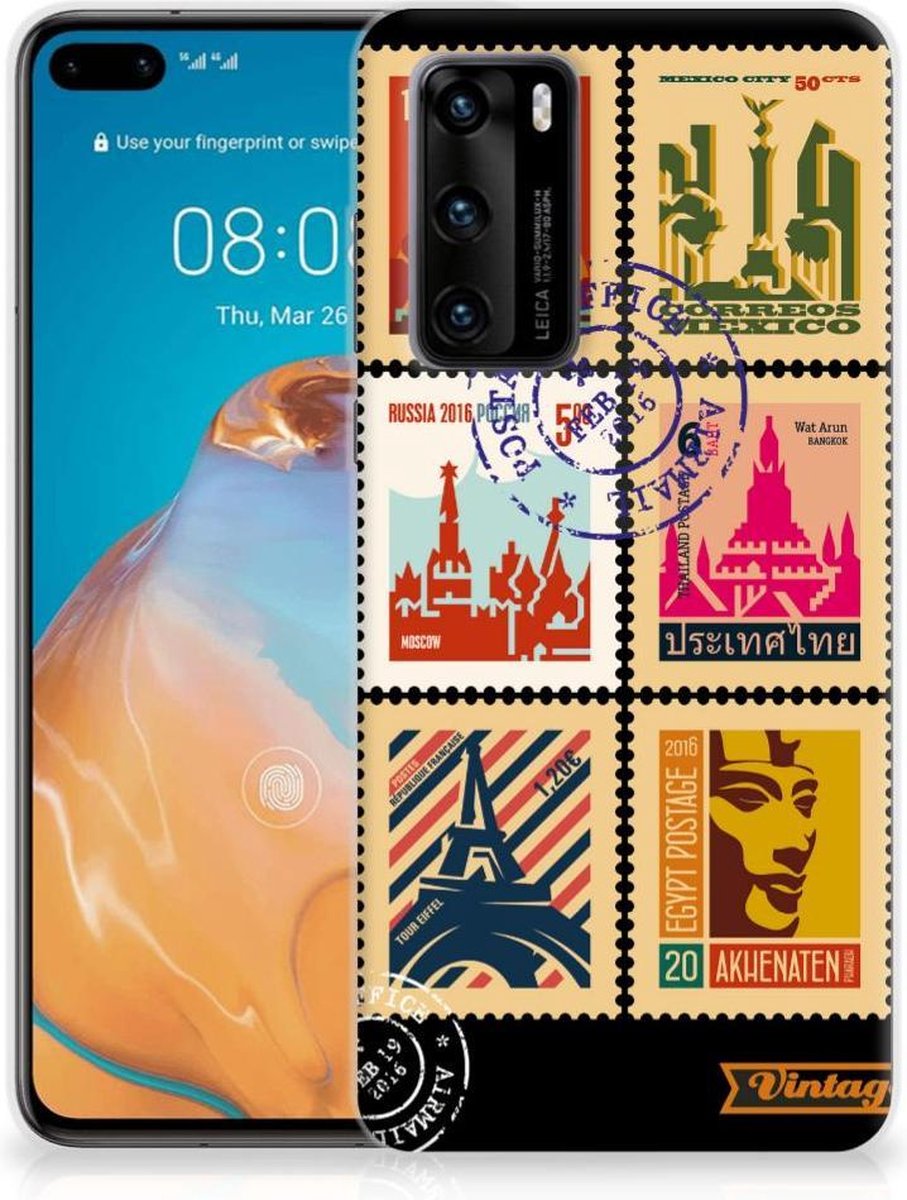 Huawei P40 Siliconen Back Cover Postzegels