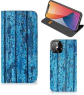 Telefoonhoesje Geschikt voor iPhone12 Pro Max Magnet Case Wood Blue