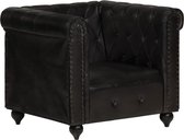 vidaXL Fauteuil Chesterfield-stijl echt leer zwart