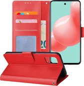 Samsung A71 Hoesje Book Case Wallet Cover Lederlook Hoes - Rood