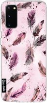 Casetastic Samsung Galaxy S20 4G/5G Hoesje - Softcover Hoesje met Design - Feathers Pink Print