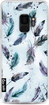 Casetastic Samsung Galaxy S9 Hoesje - Softcover Hoesje met Design - Feathers Blue Print