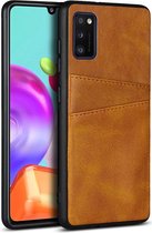 Samsung Galaxy A41 Kunstlederen Hoesje met Dubbele Kaartsleuf Bruin