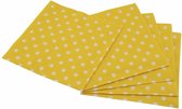 48 stuks Gele verjaardags servetten met witte stippen 33 cm - Gele feest servetten met witte stippen