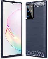 Samsung Galaxy Note 20 Ultra hoesje - Gel case geborsteld metaal en carbonlook - Navy blauw - GSM Hoesje - Telefoonhoesje Geschikt Voor: Samsung Galaxy Note 20 Ultra