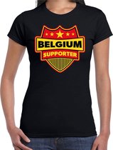 Belgium supporter schild t-shirt zwart voor dames - Belgie landen t-shirt / kleding - EK / WK / Olympische spelen outfit S