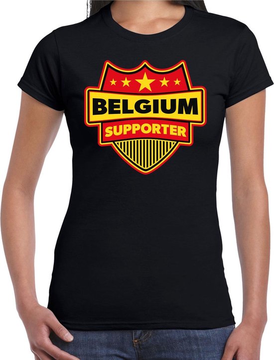 Belgium supporter schild t-shirt zwart voor dames - Belgie landen t-shirt /  kleding -... | bol