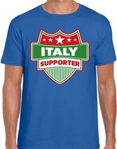 Italy supporter schild t-shirt blauw voor heren - Italie landen t-shirt / kleding - EK / WK / Olympische spelen outfit S