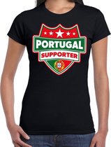 Portugal supporter schild t-shirt zwart voor dames - Portugal landen t-shirt / kleding - EK / WK / Olympische spelen outfit M