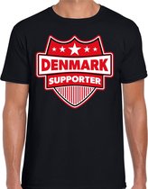 Denmark supporter schild t-shirt zwart voor heren - Denemarken landen t-shirt / kleding - EK / WK / Olympische spelen outfit S