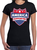 America supporter schild t-shirt zwart voor dames - Amerika/USA landen t-shirt / kleding - EK / WK / Olympische spelen outfit XL