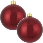 2x Grande boule de Noël incassable rouge foncé 25 cm - Boule de Noël rouge Groot taille