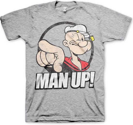 Popeye - Man Up! Heren T-shirt - XL - Grijs