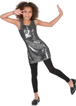 NINGBO PARTY SUPPLIES - Zilverkleurig disco kostuum voor meisjes - 140/152 (10-12 jaar)