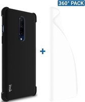 IMAK OnePlus 8 Hoesje Flexibel TPU met Screenprotector Metaal Zwart