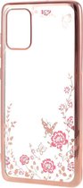 Samsung Galaxy A71 - Hoes, cover, case - TPU - Bloemen en vlinder - roze