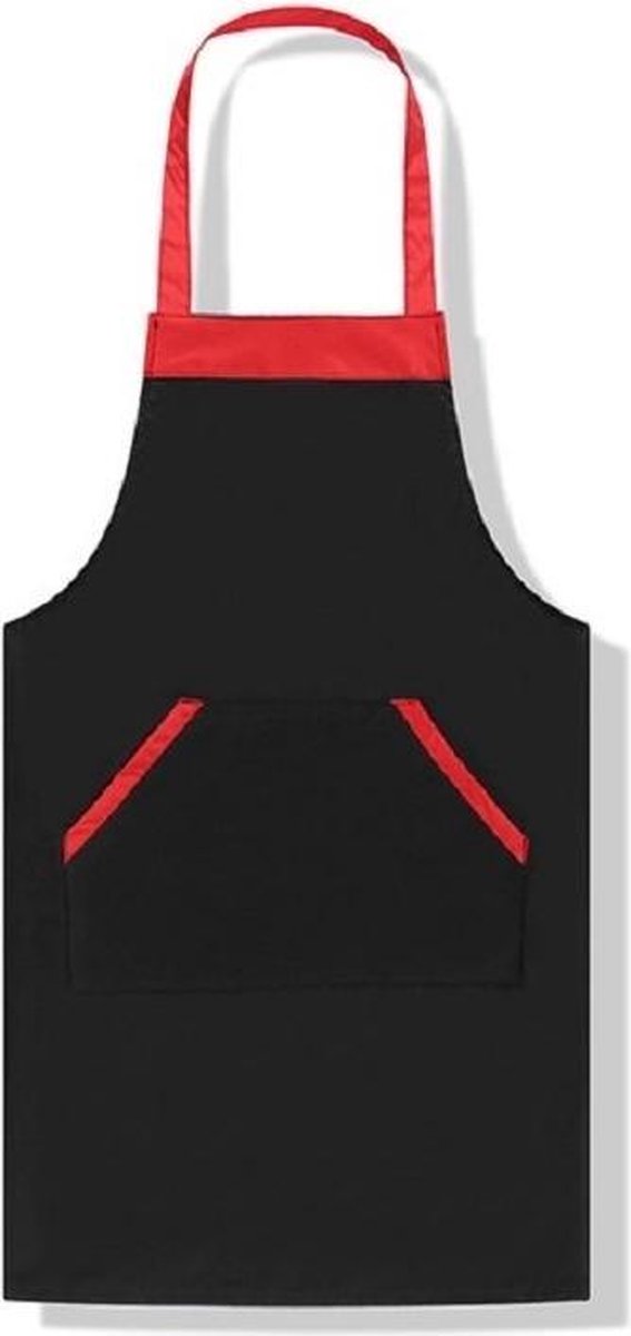 Effen kleur polyester huisschort aangroeiwerende eenvoudige schort voor volwassenen (zwart)