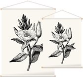 Teunisbloem zwart-wit (Evening Primrose) - Foto op Textielposter - 120 x 160 cm