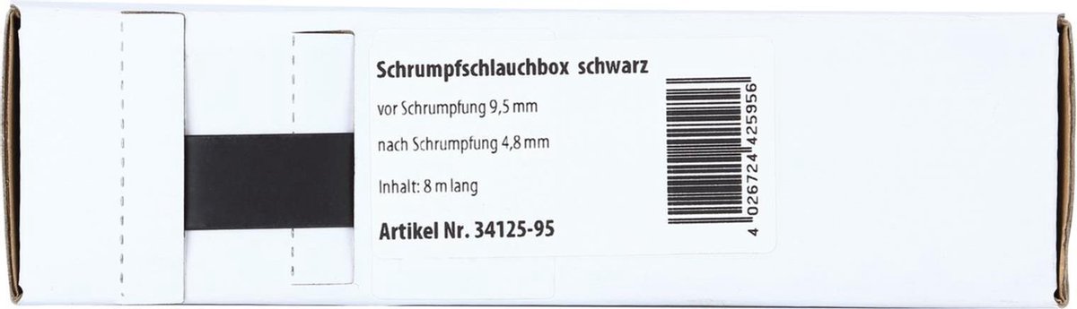 Krimpkous Zwart Ø 9.5 mm Ø 4.8 mm Lengte 8 meter