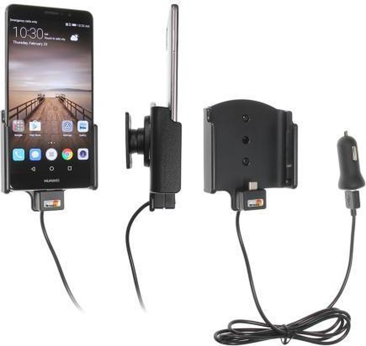 Brodit houder geschikt voor Huawei Mate 9 Actieve houder met 12V USB plug