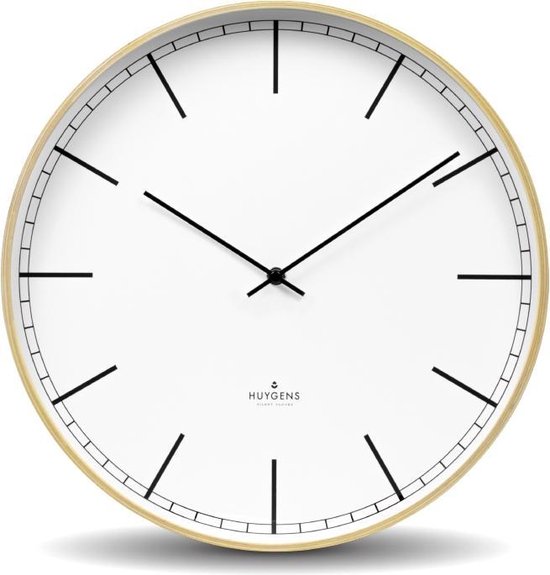 Huygens - Index Wood 35 - Wit - Horloge murale - Silencieux - Mouvement Quartz