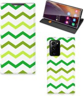 Leuk Telefoonhoesje Geschikt voor Samsung Galaxy Note 20 Ultra Bookcase Zigzag Groen