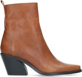 Manfield - Dames - Cognac leren cowboylaarzen - Maat 40