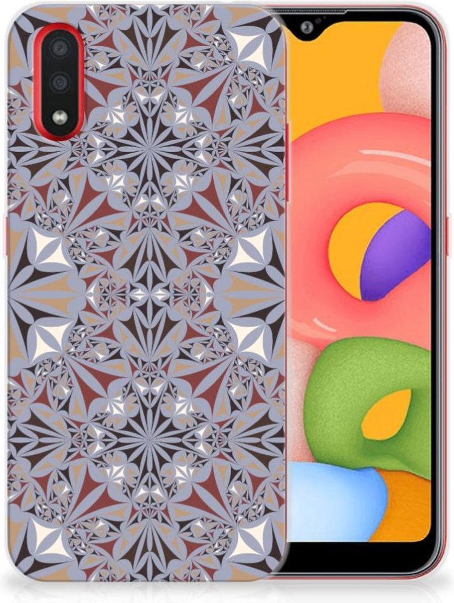 Samsung Galaxy A01 TPU Siliconen Hoesje Flower Tiles
