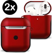 Hoes Voor Apple AirPods 1 Hoesje Case Hard Cover - Rood - 2 PACK