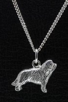 Zilveren Bearded collie ketting hanger - groot