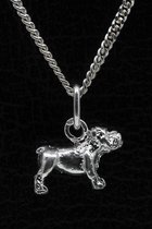 Zilveren Bulldog Engelse ketting hanger - klein