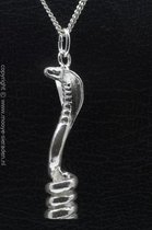 Zilveren Cobra slang XL ketting hanger