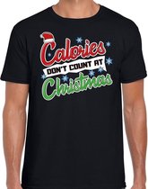 Fout Kerst shirt / t-shirt - Calories dont count at Christmas - zwart voor heren - kerstkleding / kerst outfit S (48)