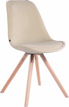 Clp Toulouse Eetkamerstoel - Rond frame - Fluweel - Creme - Kleur onderstel : natura (eiken)