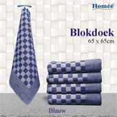 Blokdoeken Pompdoeken Theedoeken - Blauw - 65x65cm - 95/100gram p/p - 6 stuks