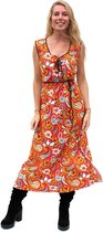 Original Replicas - Hippie Kostuum - Oranje Lang Jaren 70 En 60 Hippie Bloemen Soul Disco Pretty Paisley - Vrouw - oranje - Large - Carnavalskleding - Verkleedkleding