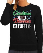 Foute Kersttrui / sweater - Christmas for dummies - zwart voor dames - kerstkleding / kerst outfit M (38)