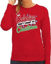 Foute Kersttrui / sweater - Calories dont count at Christmas - rood voor dames - kerstkleding / kerst outfit L (40)
