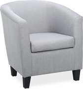relaxdays fauteuil grijs - armstoel - retro - relaxstoel - lounge stoel - op poten